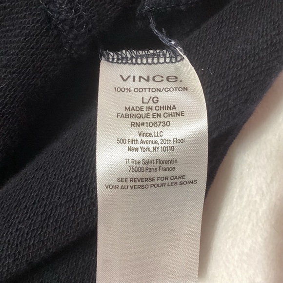 Vince Wide Sleeve Drawcord Pullover Size Large Navy 100% Cotton VGUC - Picture 7 of 8